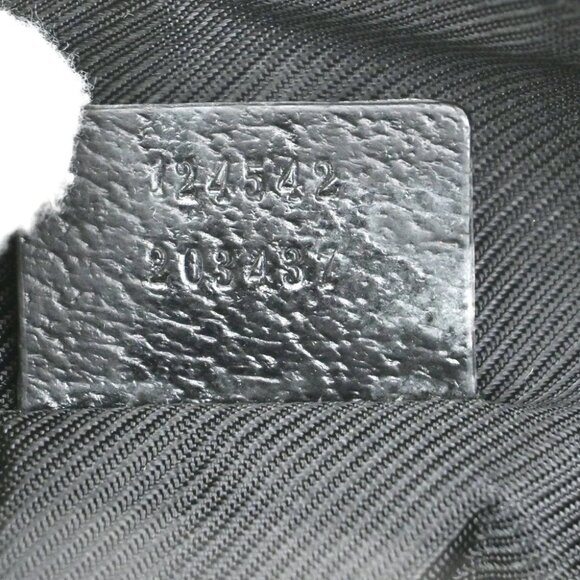 GUCCI GG Logo Pattern Shoulder Bag Canvas Leather Black Gold Italy - Picture 12 of 14